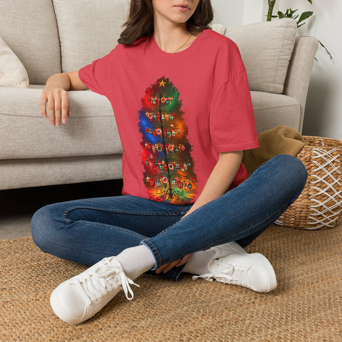 Colorful Holiday Tree T-Shirt | Christmas Lights Ornament Design