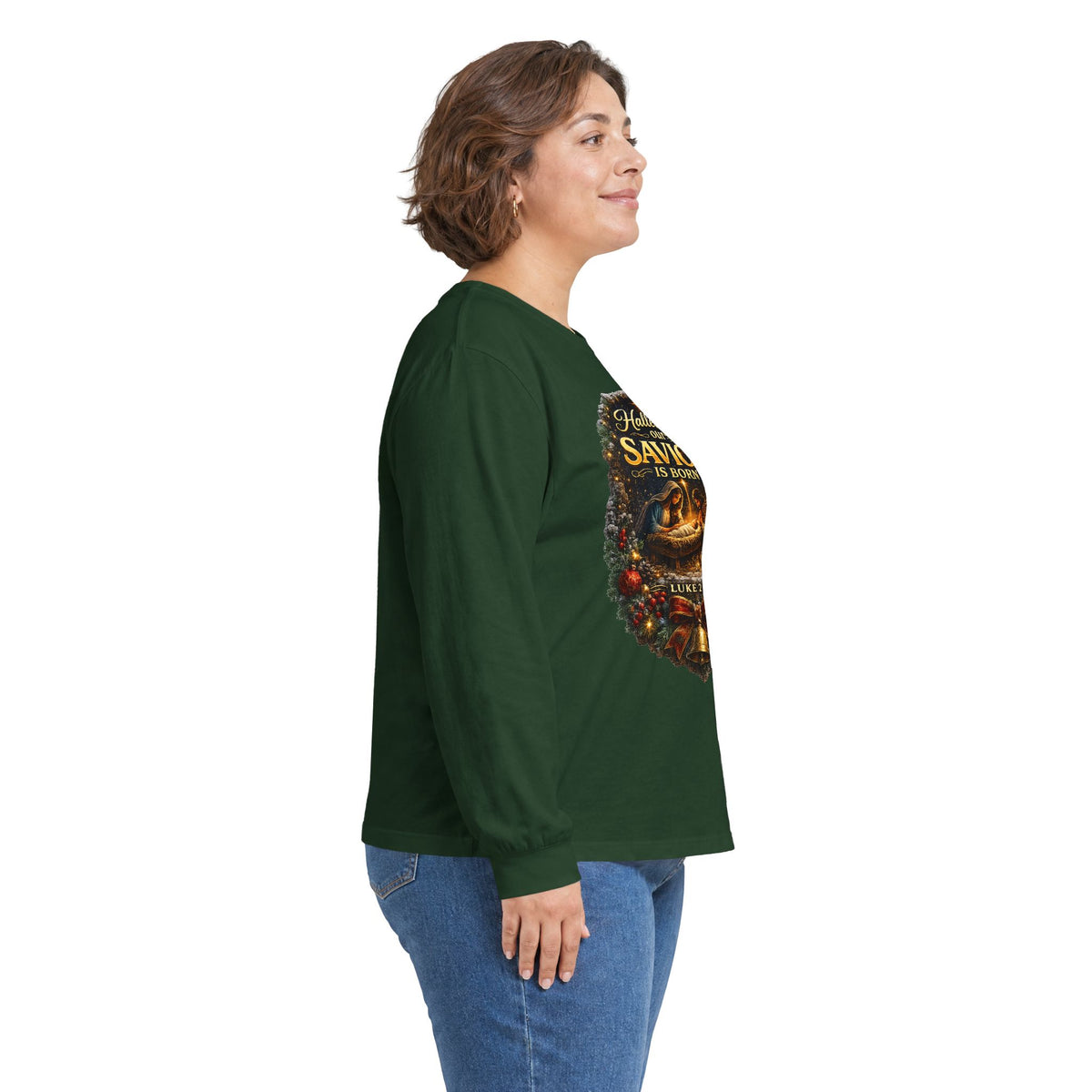 Hallelujah Our Savior Is Born long sleeve tee | Nativity Christmas shirt