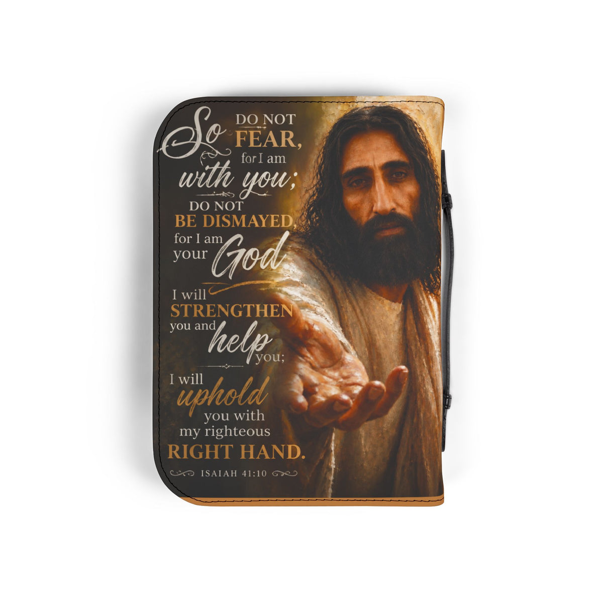 Do Not Fear For I Am With You Jesus Bible Cover in Brown 4 sizes