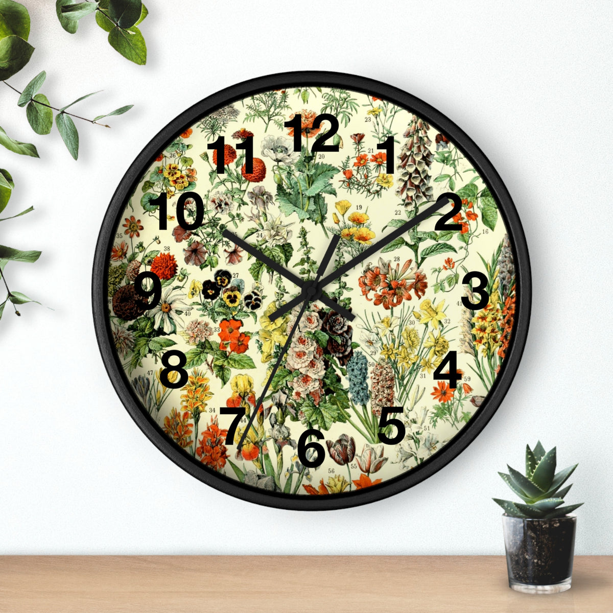 Vintage Wildflower Sampler Wall Clock