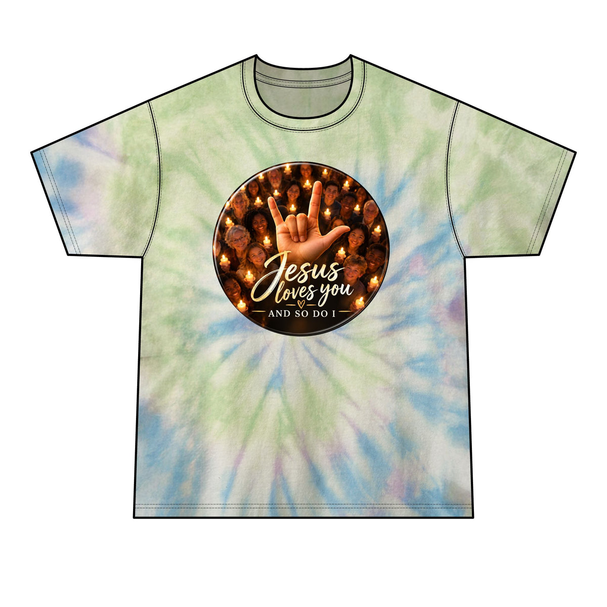 Walk to Emmaus DeColores Candlelight Service Jesus Jesus Window Tie-Dye Tee