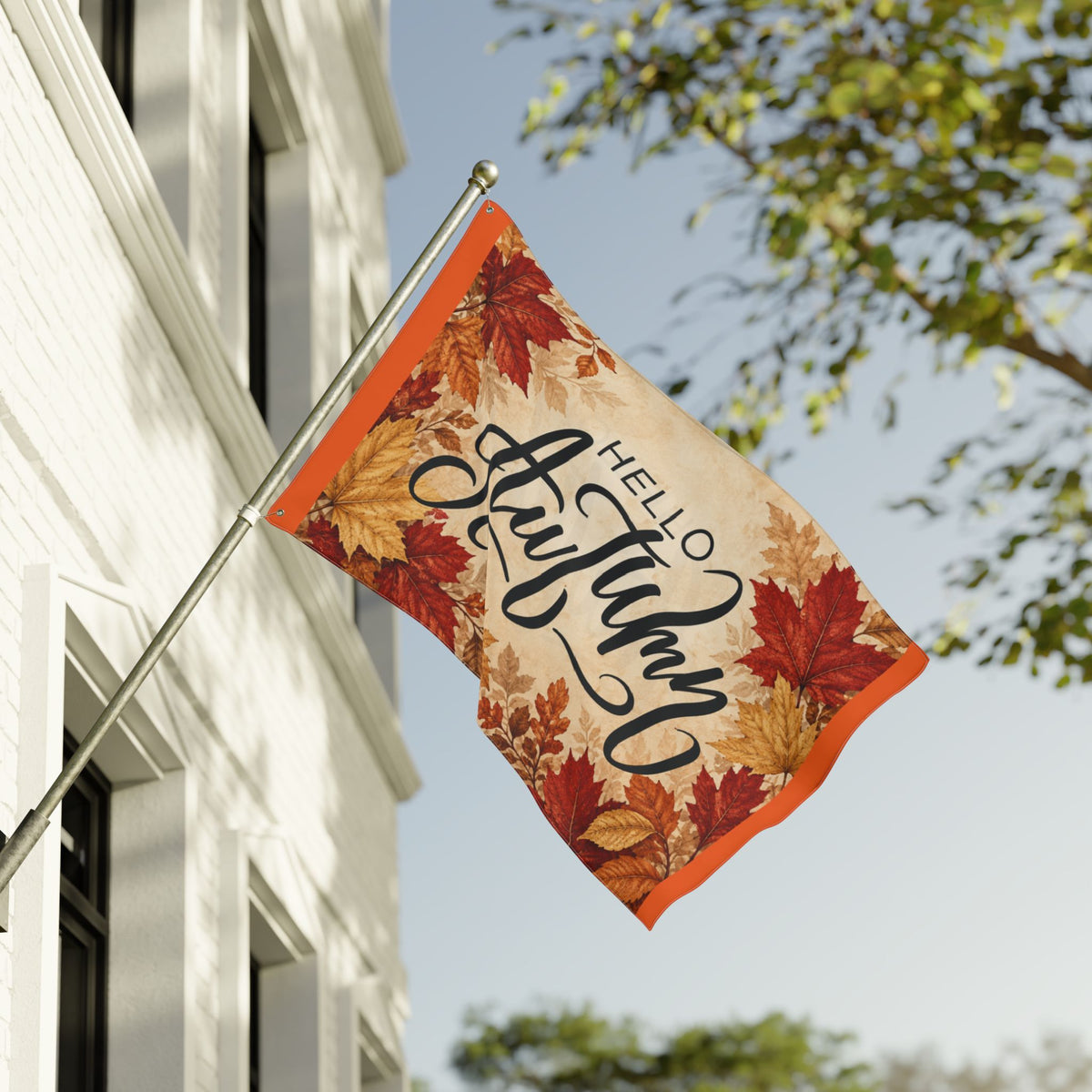 Hello Autumn Double-Sided Garden Flag — Fall Leaves Seasonal Outdoor Decor