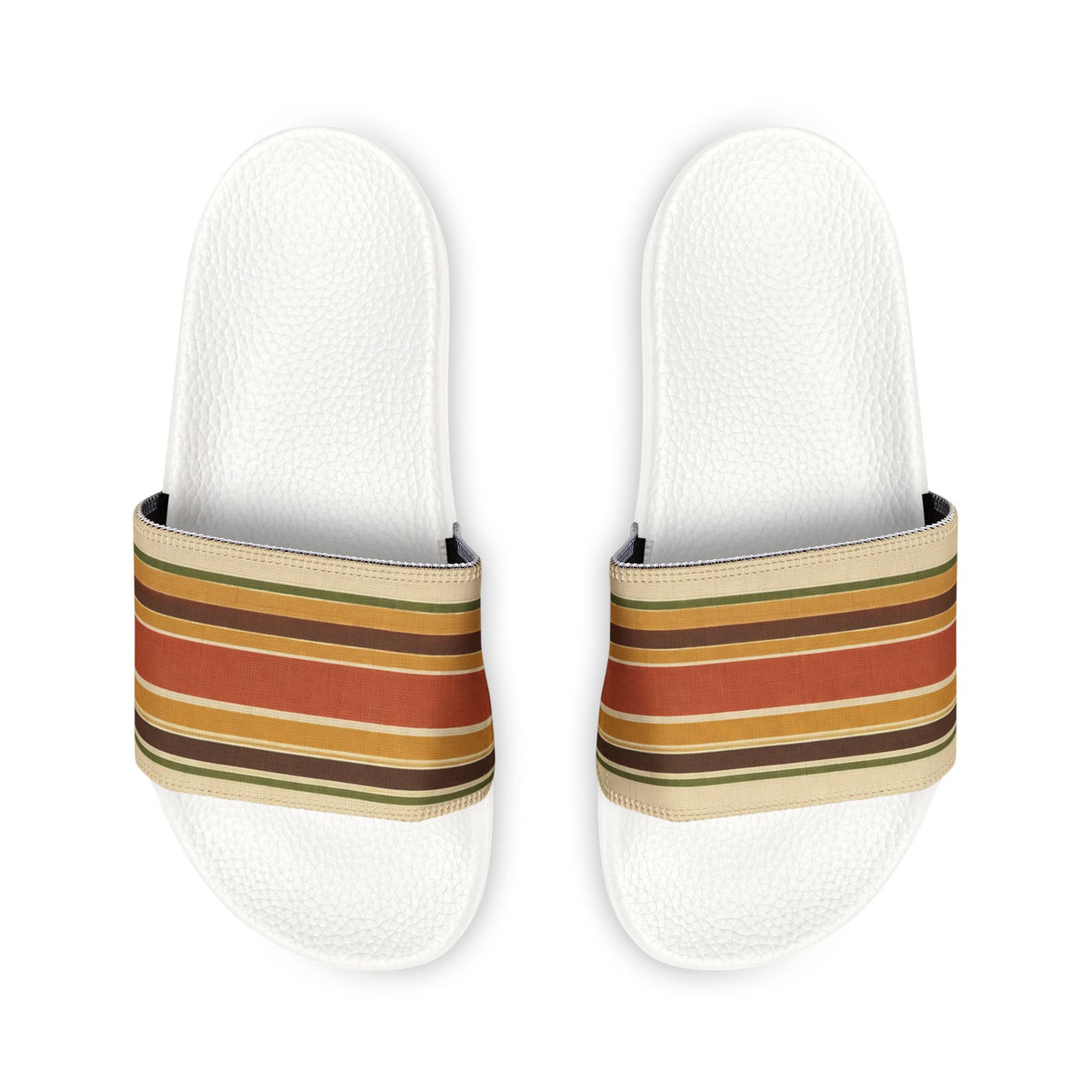 Men's Slide Sandals — Retro Striped Adjustable Strap, Comfortable Pool & Beach Slides