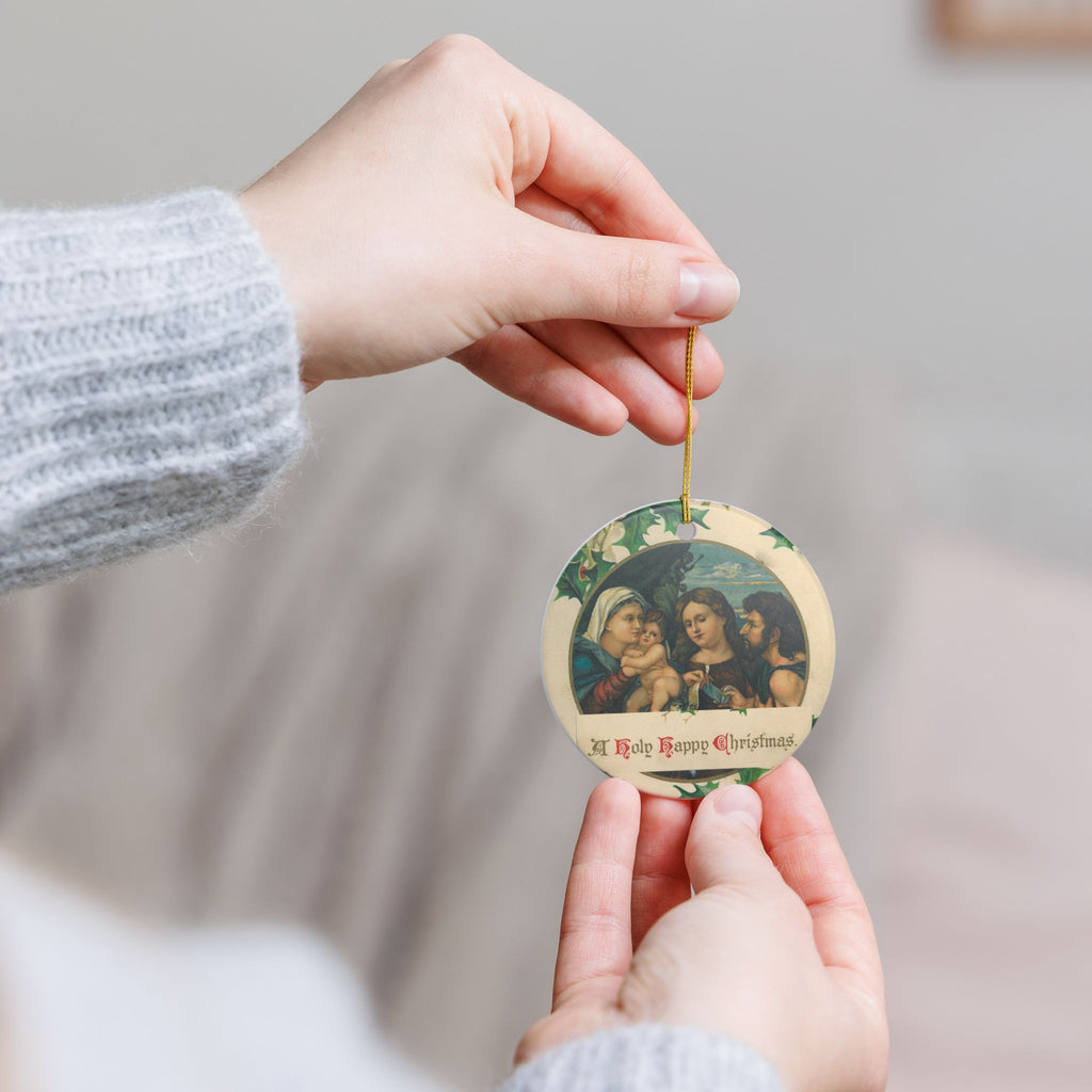Holy Happy Christmas Nativity Ceramic Decoration Ornament, (1pc)