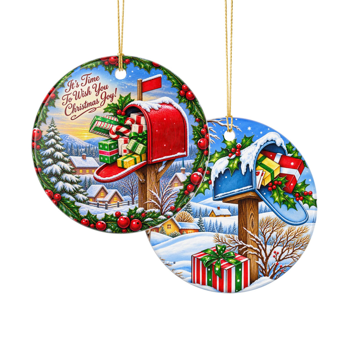 Christmas Mailboxes Ceramic Decoration Ornament, (1pc)