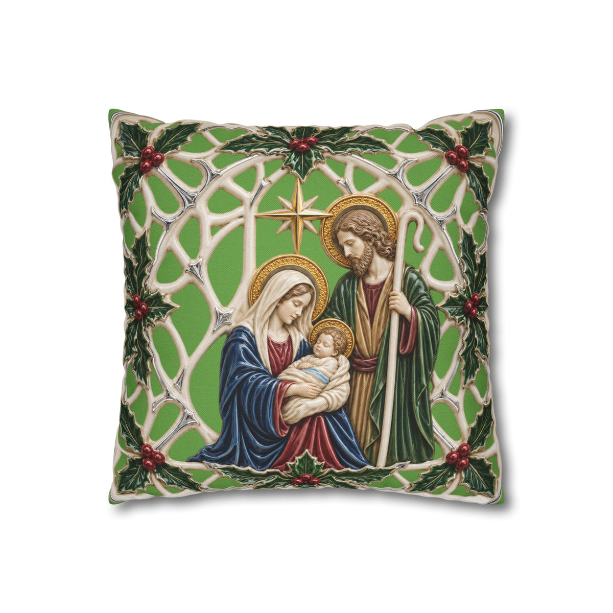 Nativity Holy Family Christmas Pillowcase — Religious Holiday Decor