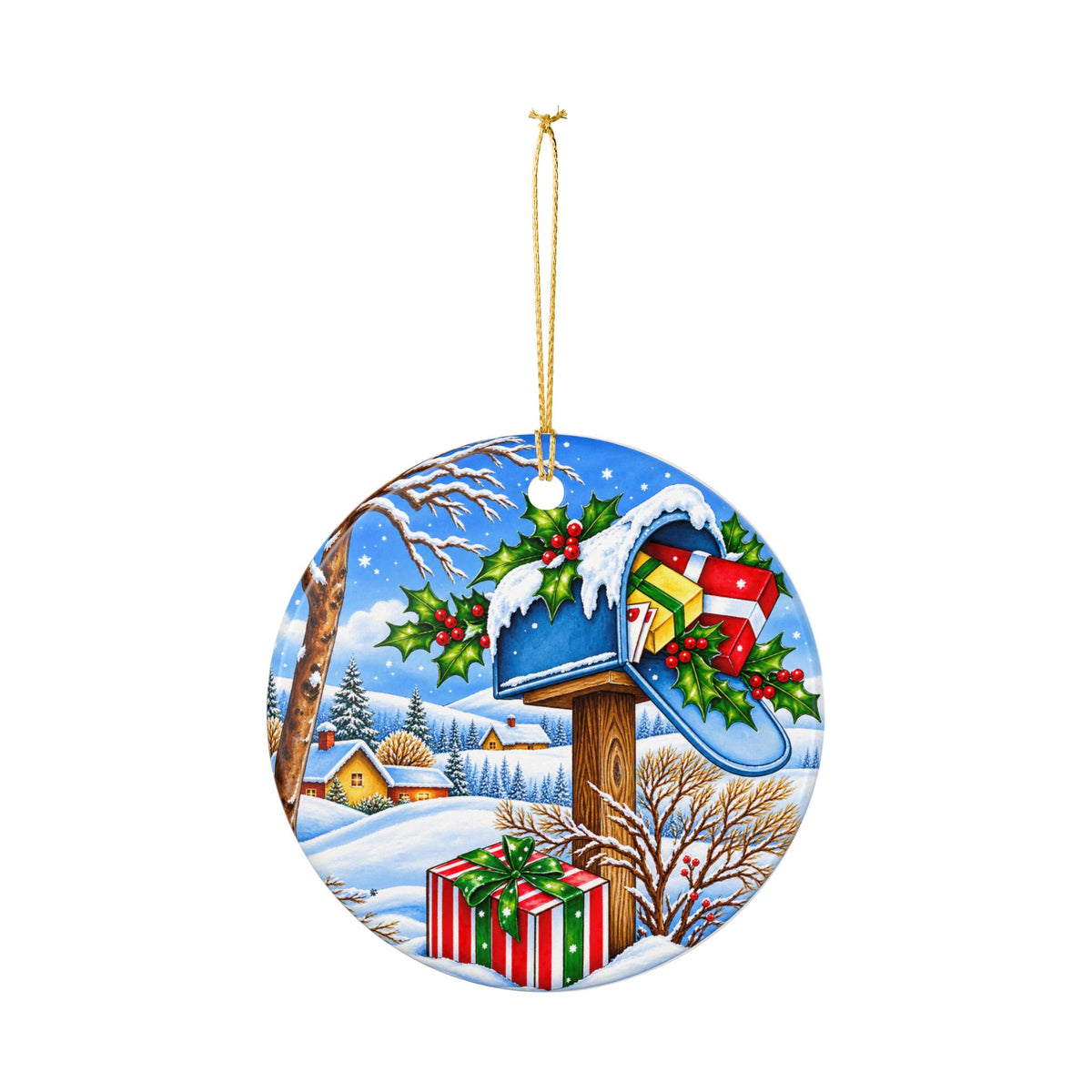 Christmas Mailboxes Ceramic Decoration Ornament, (1pc)
