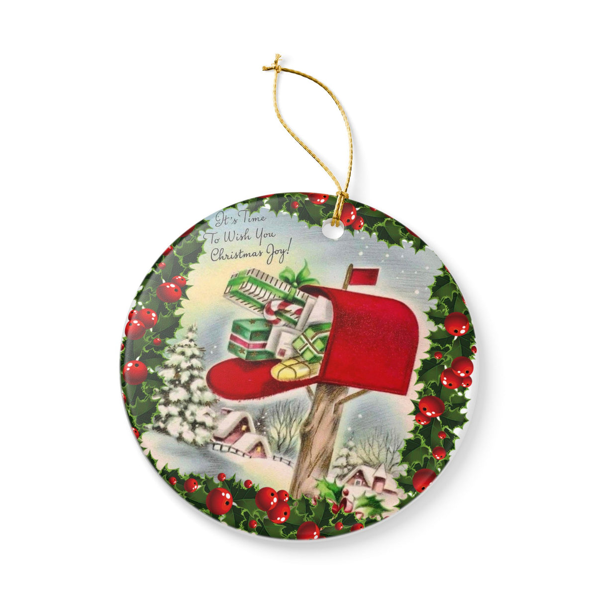 Vintage 1930s Christmas Mailboxes Ceramic Decoration Ornament, (1pc)