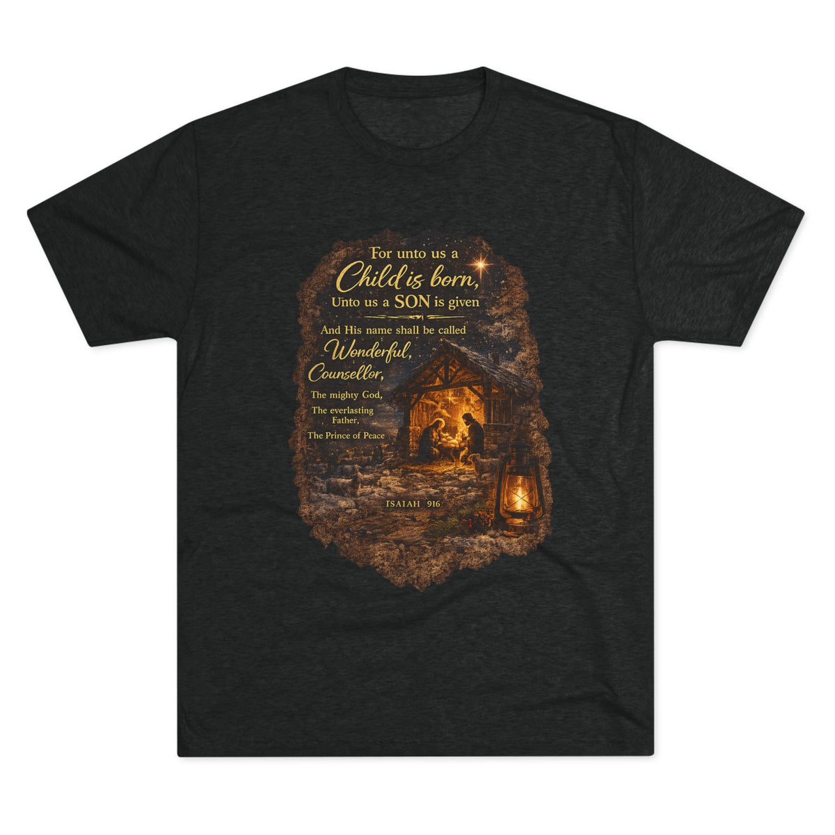 Child Is Born Nativity Scene T-Shirt | Christmas Bible Verse