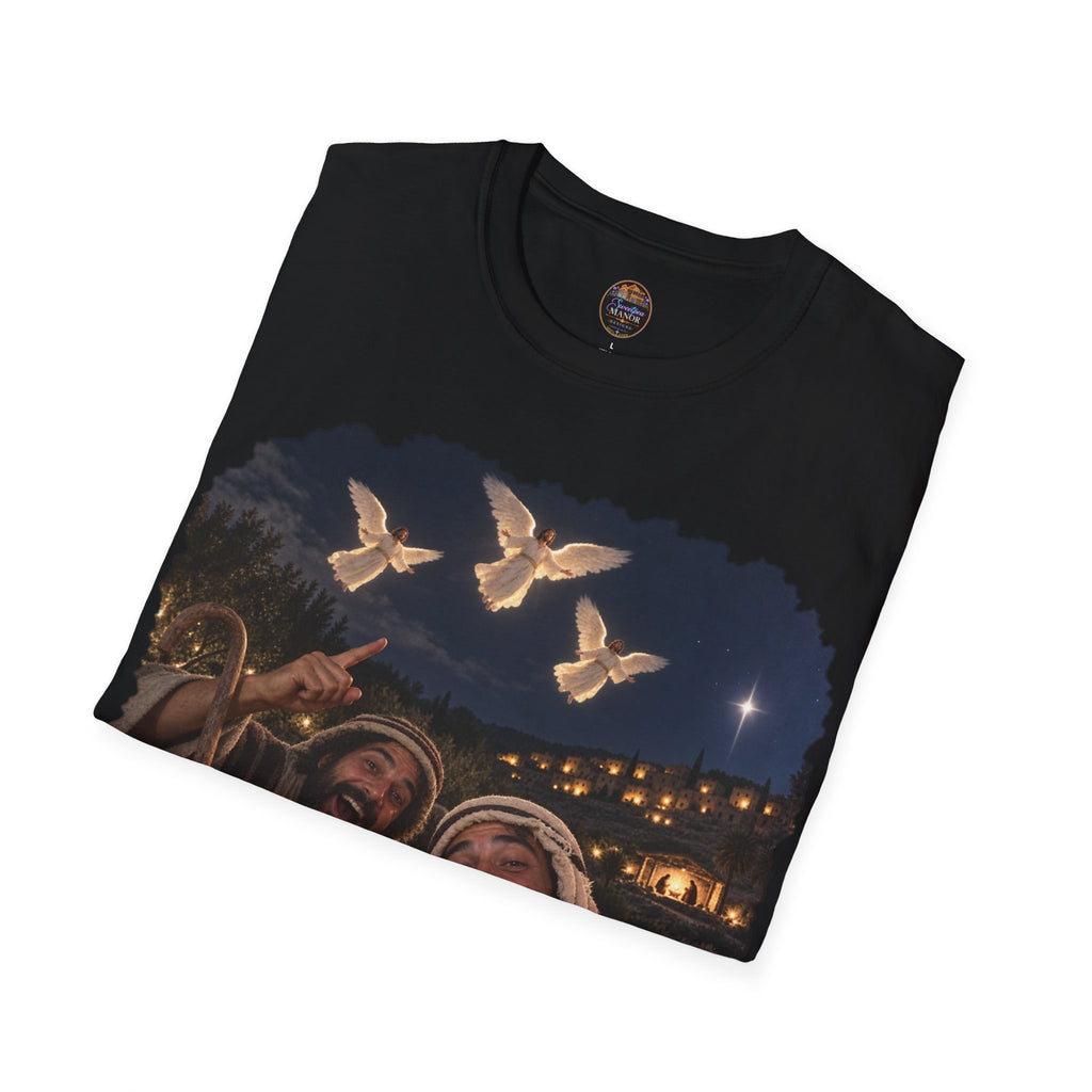 Shepherds Outstanding in the Field Christian Humor Unisex Softstyle Christmas T-Shirt