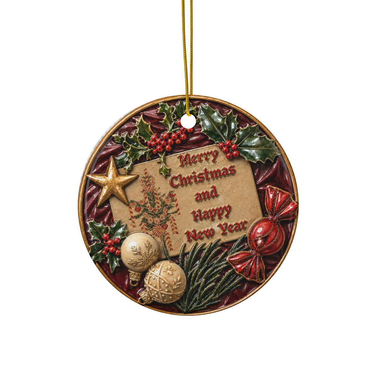 Vintage Victorian Christmas Decor and Card Christmas Ornaments, 2-Side Print, (1pc, 3pcs, 5pcs, 10pcs)