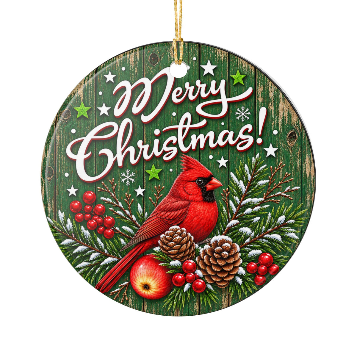 Merry Christmas Vintage Cardinal Mailboxes Ceramic Decoration Ornament, (1pc)