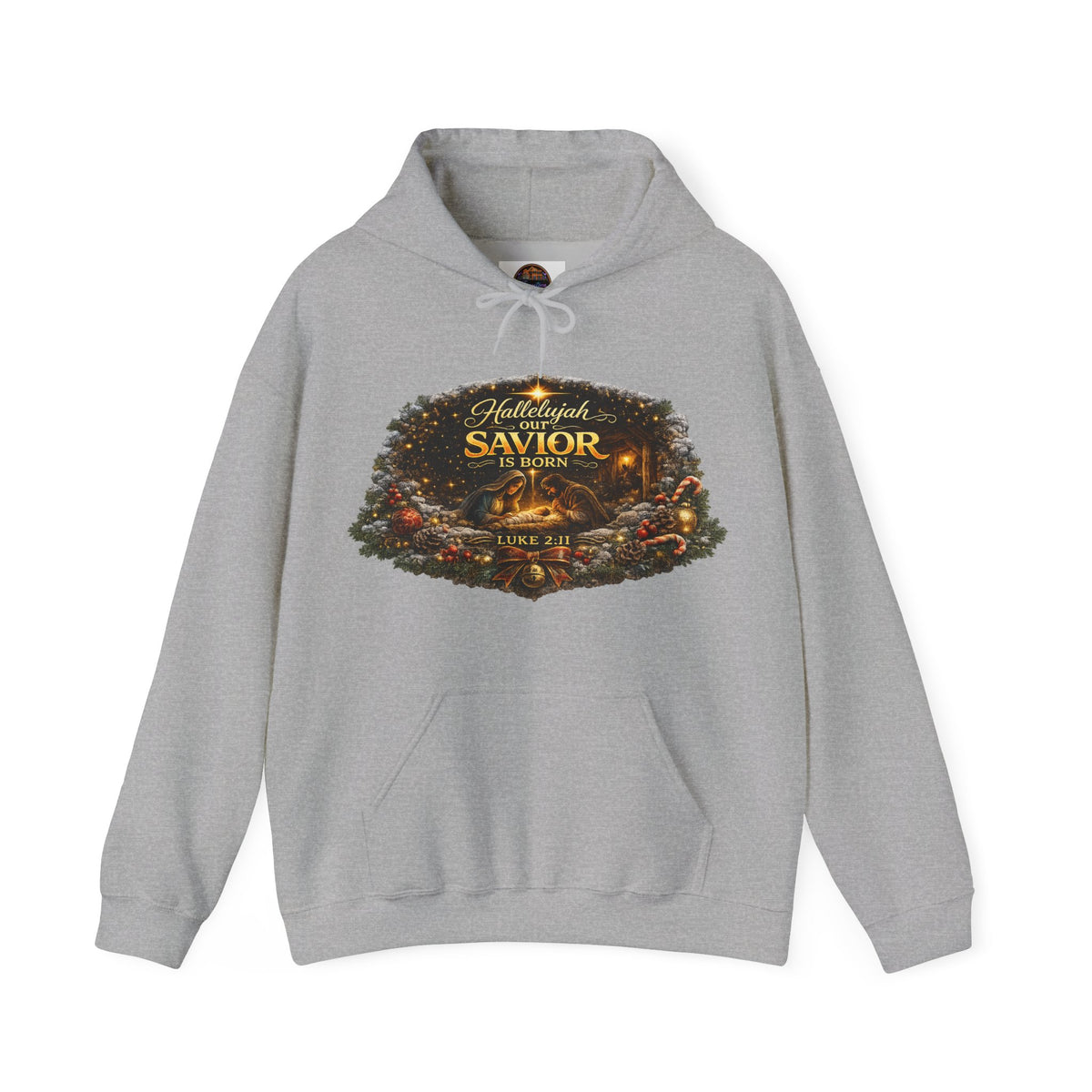 Hallelujah Savior of the World hoodie | Christmas nativity wreath design