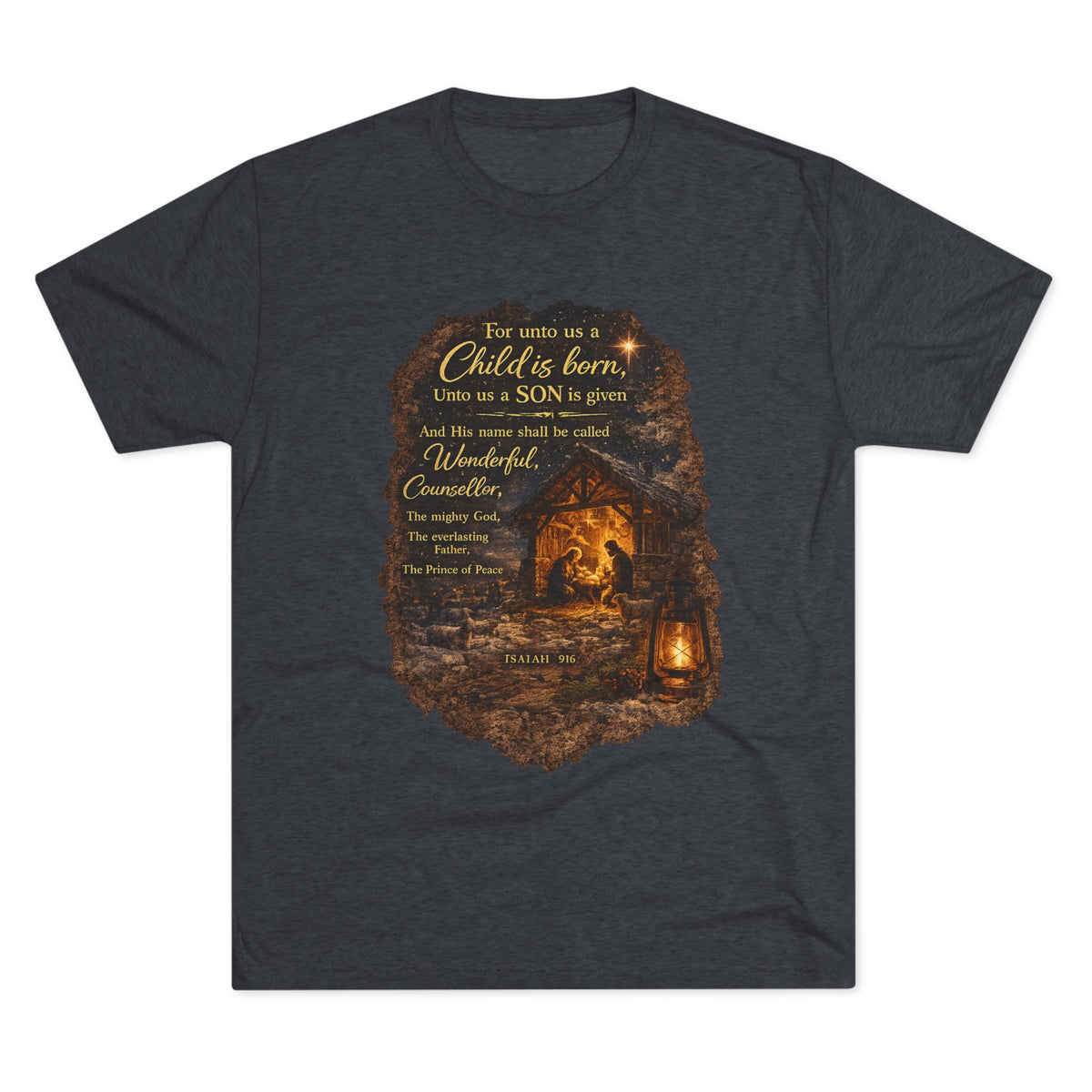 Child Is Born Nativity Scene T-Shirt | Christmas Bible Verse