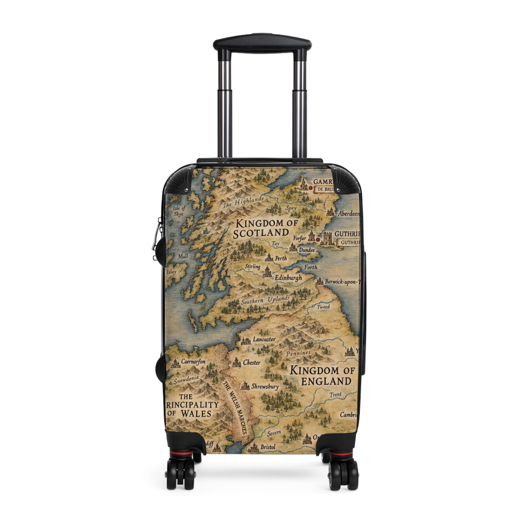 Vintage Map Suitcase – Kingdoms of Scotland & England Travel Luggage