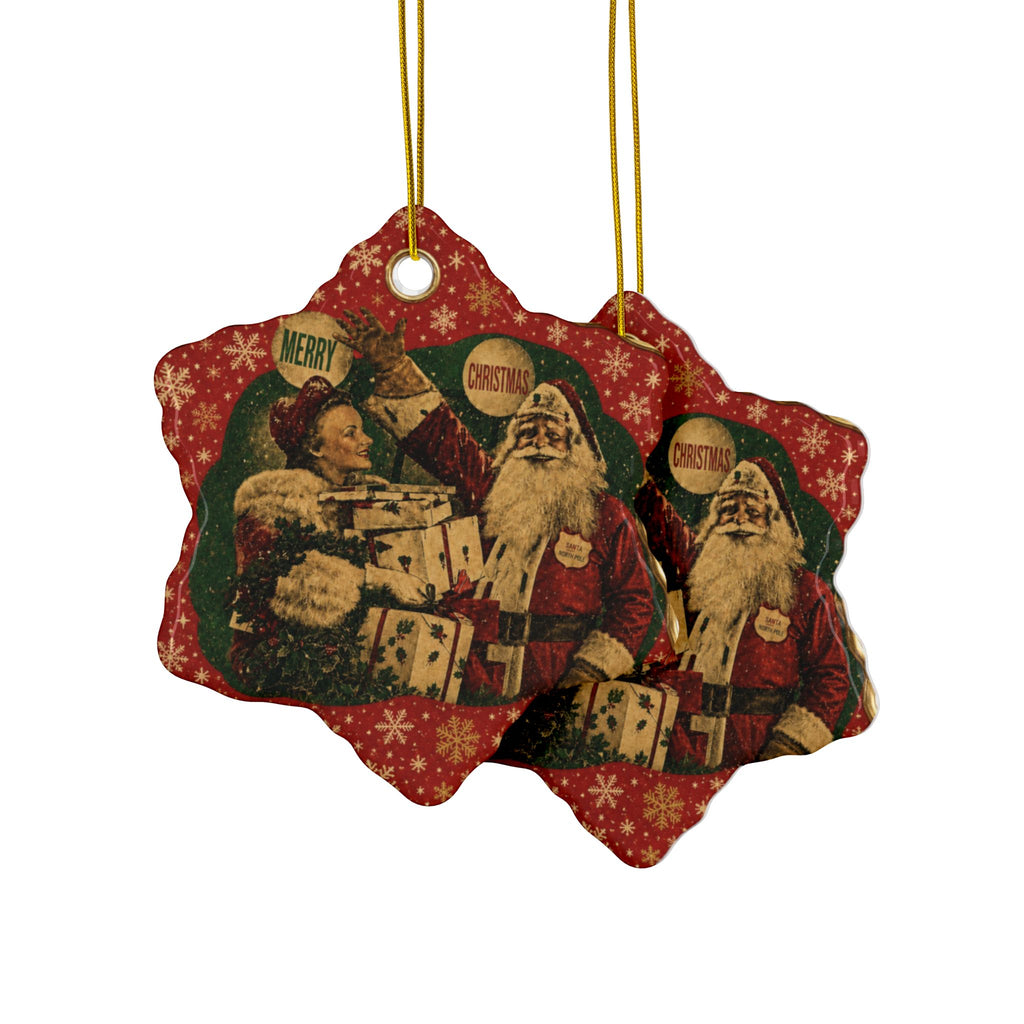Vintage 1941 Newsprint Christmas Ceramic Ornaments, 2-Side Print, (1pc, 3pcs, 5pcs, 10pcs)
