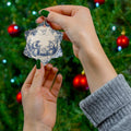 Blue and white Nativity Scene Ceramic Ornament | Star-Shaped Holiday Decoration