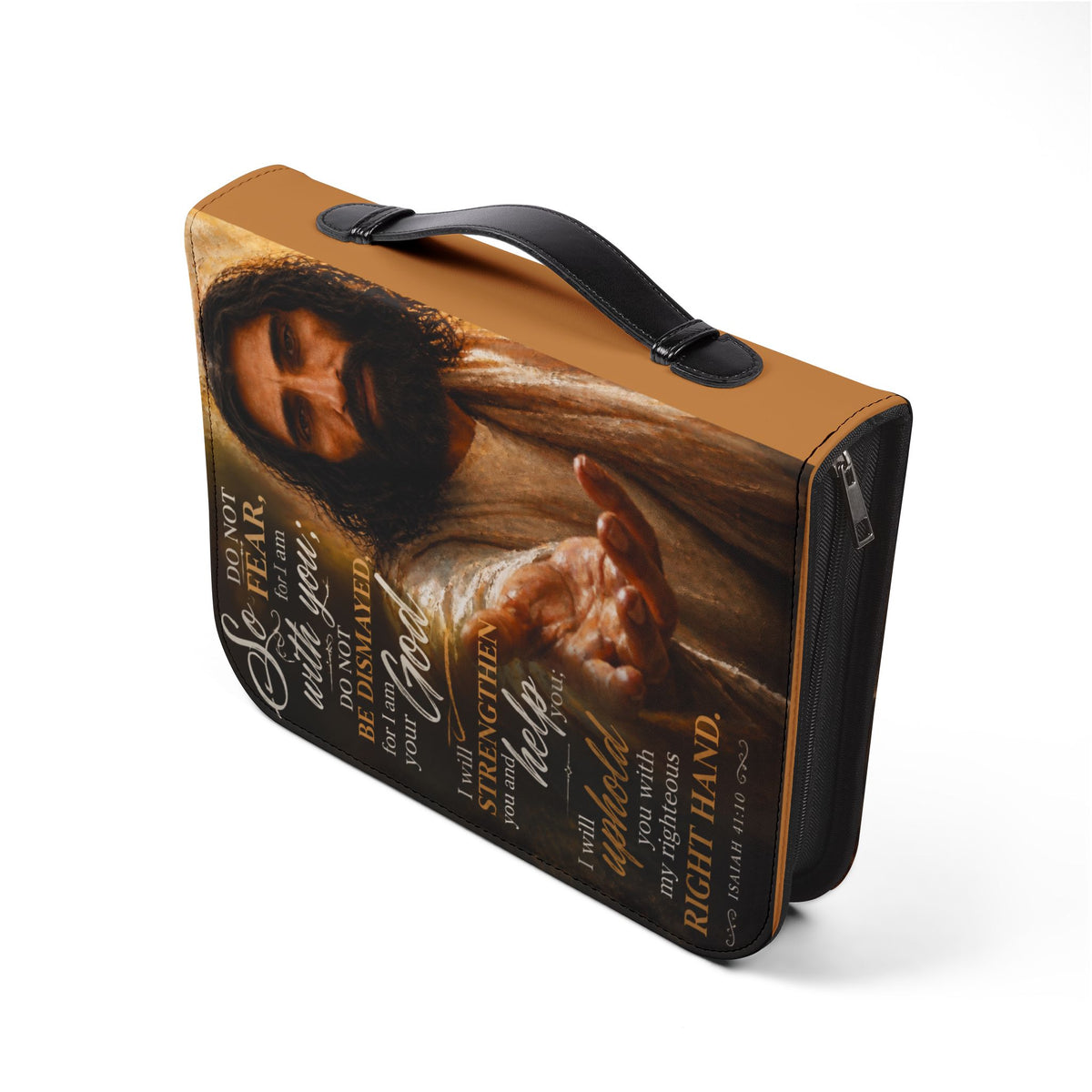 Do Not Fear For I Am With You Jesus Bible Cover in Brown 4 sizes