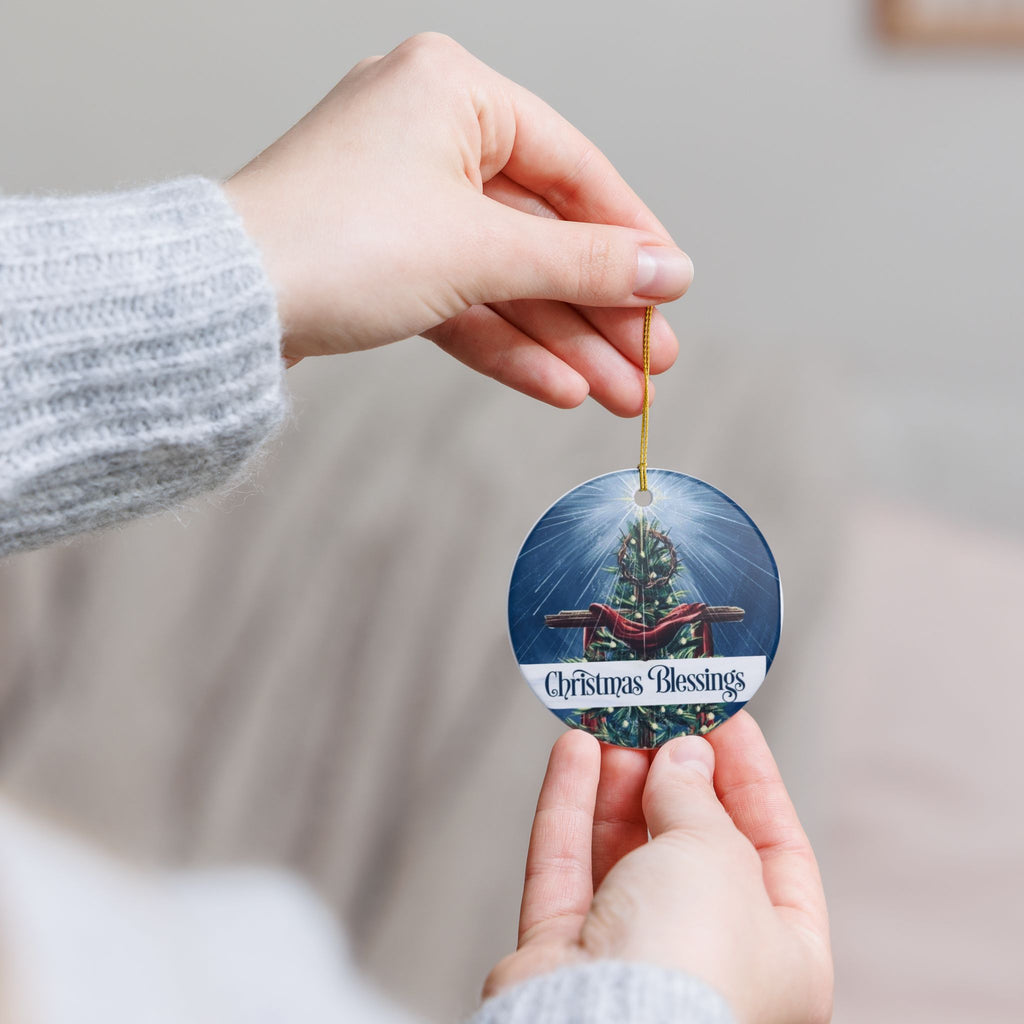 Christmas Blessings Ceramic Ornament — Religious Holiday Tree Decoration