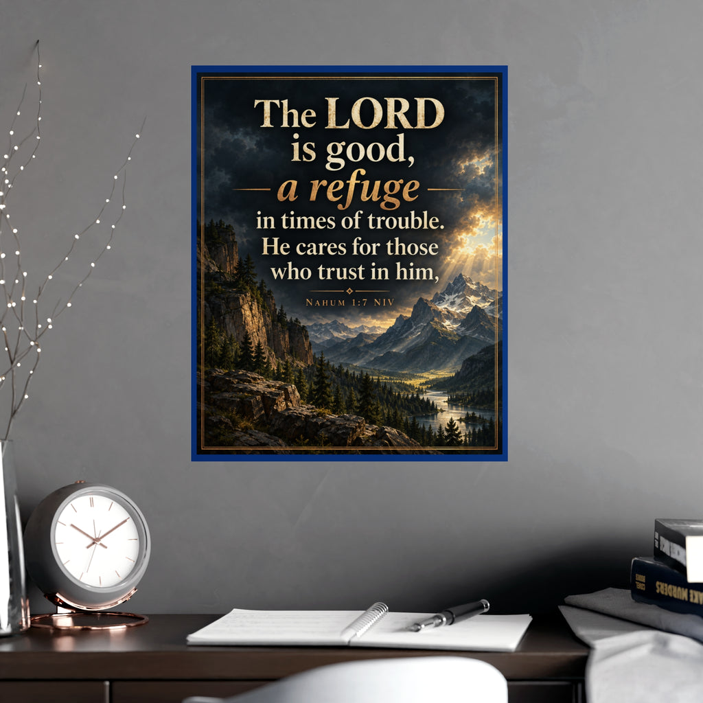 Nahum 1:7 Scripture Vertical Matte Poster