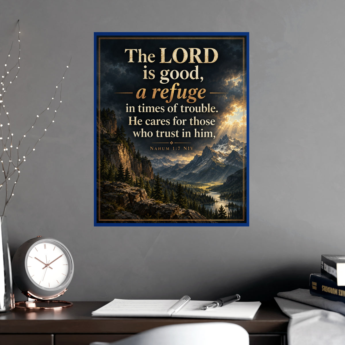 Nahum 1:7 Scripture Vertical Matte Poster