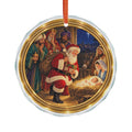 Holy Family, Santa, and Wise Men Glass Christmas Ornament, Single