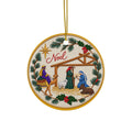 Colorful Embroidery Look Nativity Ceramic Christmas Ornaments, 2-Side Print, (1pc, 3pcs, 5pcs, 10pcs)