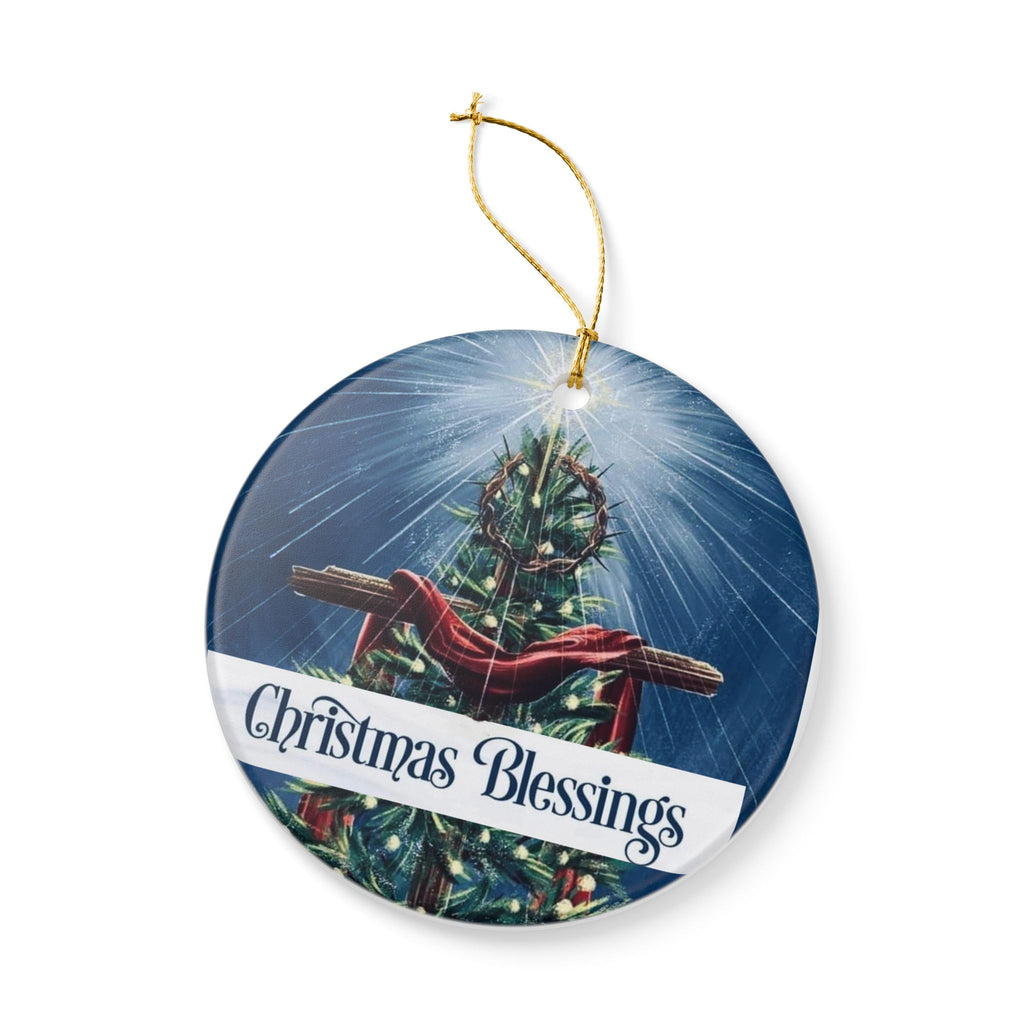 Christmas Blessings Ceramic Ornament — Religious Holiday Tree Decoration