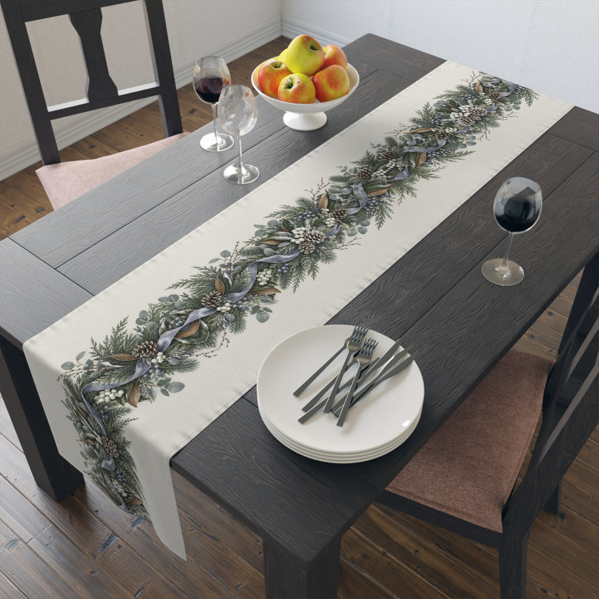 Blue Ribbon Pine Garland Table Runner | Table Runner