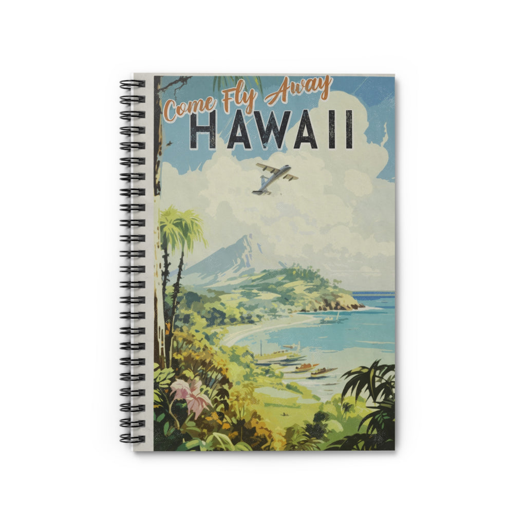Vintage Hawaii Travel Poster Waikiki Diamondhead Spiral Notebook - Ruled Line