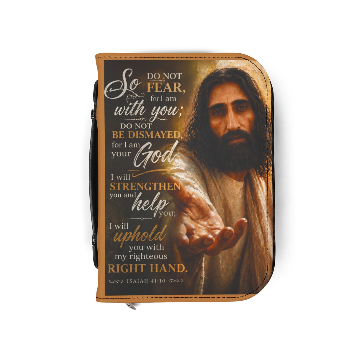 Do Not Fear For I Am With You Jesus Bible Cover in Brown 4 sizes