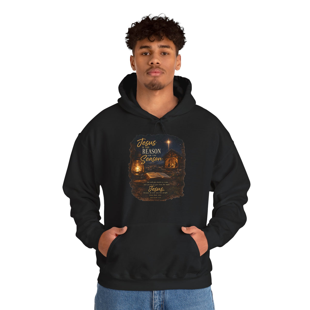 Jesus Reason Season hoodie | Nativity lantern scripture religious sweatshirt