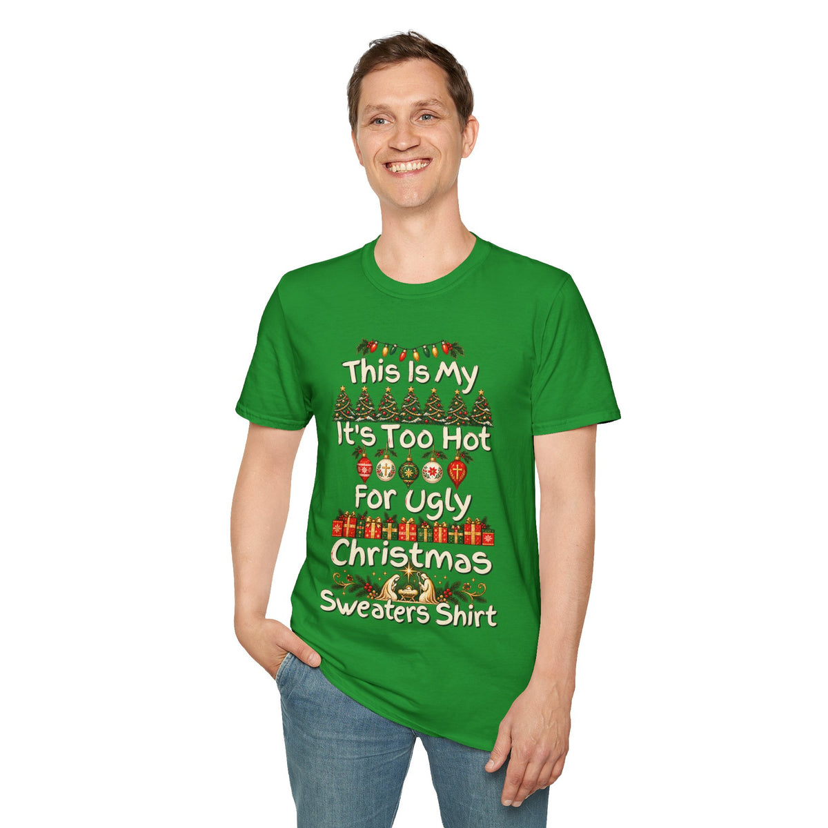 This Is My It's Too Hot For Ugly Christmas Sweater Shirt T-Shirt | Christmas holiday tee