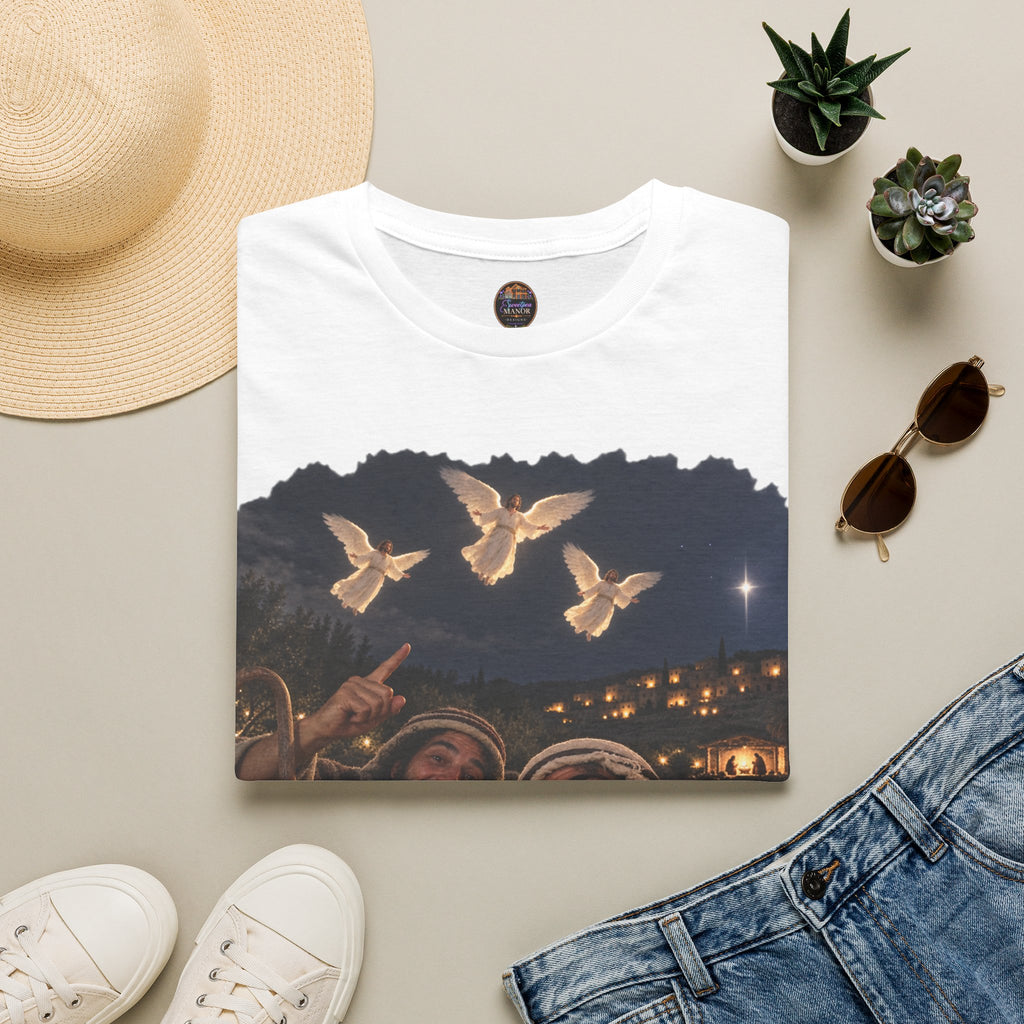 Shepherds Outstanding in the Field Christian Humor Unisex Softstyle Christmas T-Shirt