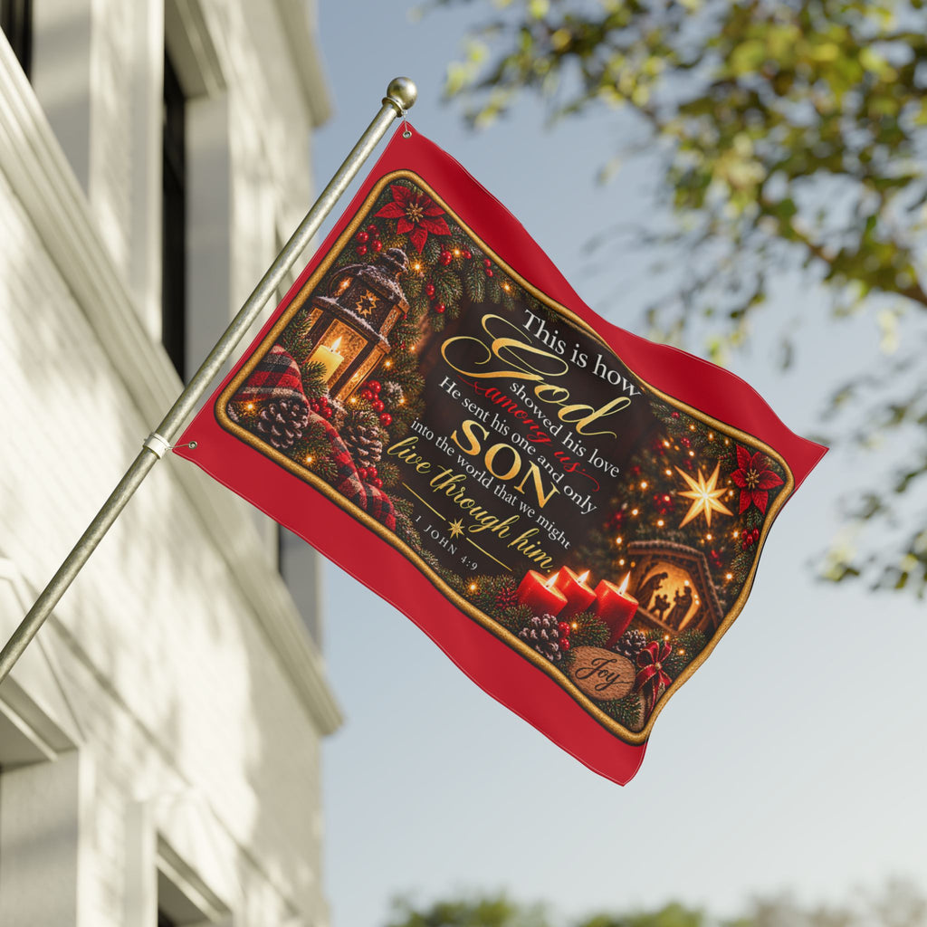 Christmas Nativity Scripture Flag Double Sided | John 3:16 Holiday Outdoor Flag