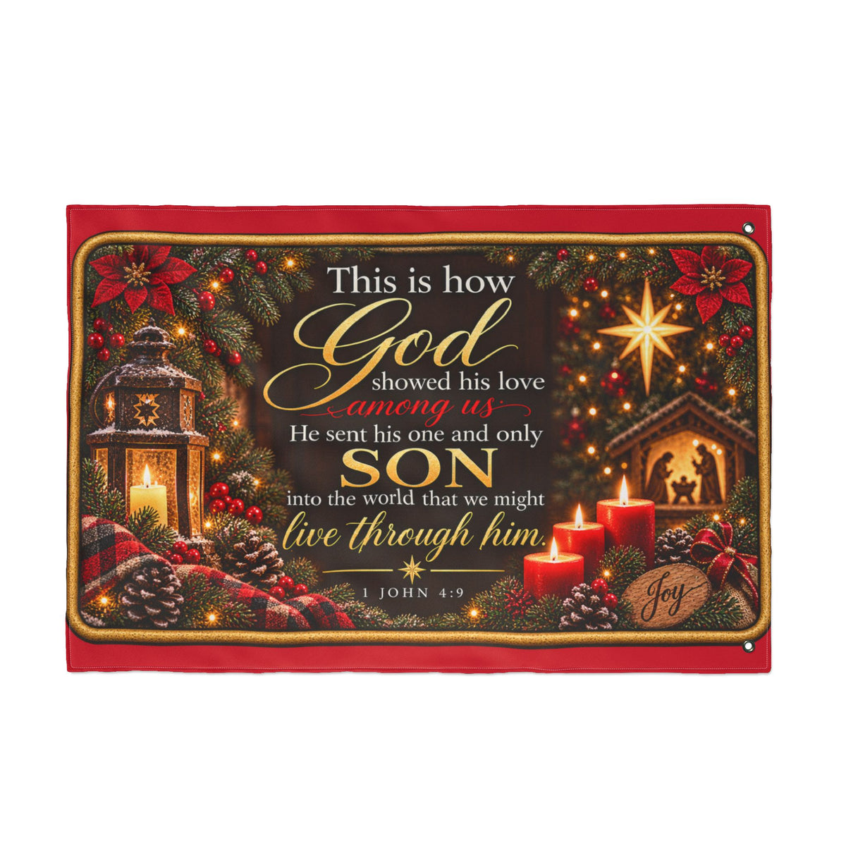 Christmas Nativity Scripture Flag Double Sided | John 3:16 Holiday Outdoor Flag