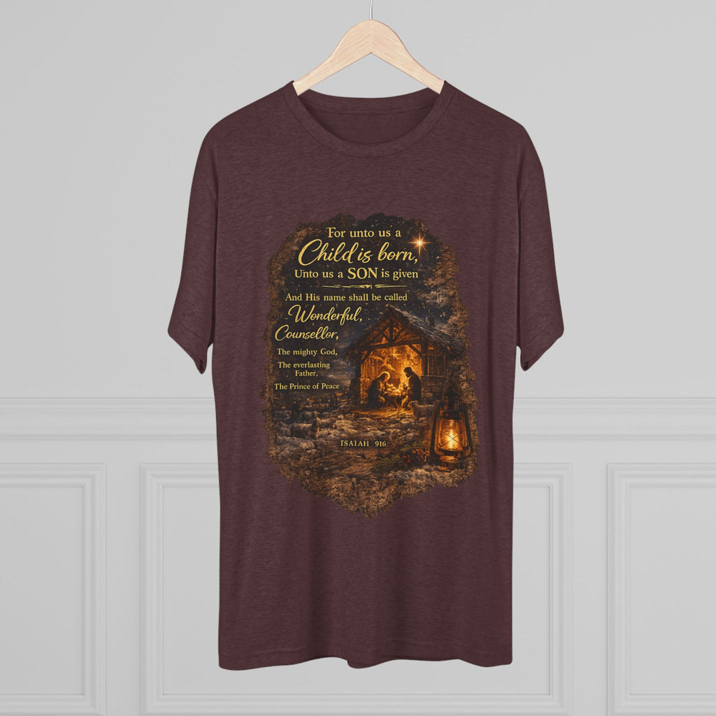 Child Is Born Nativity Scene T-Shirt | Christmas Bible Verse