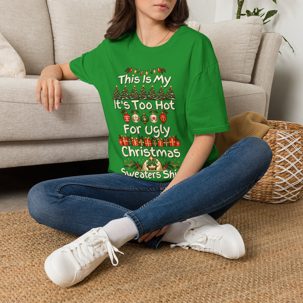 This Is My It's Too Hot For Ugly Christmas Sweater Shirt T-Shirt | Christmas holiday tee