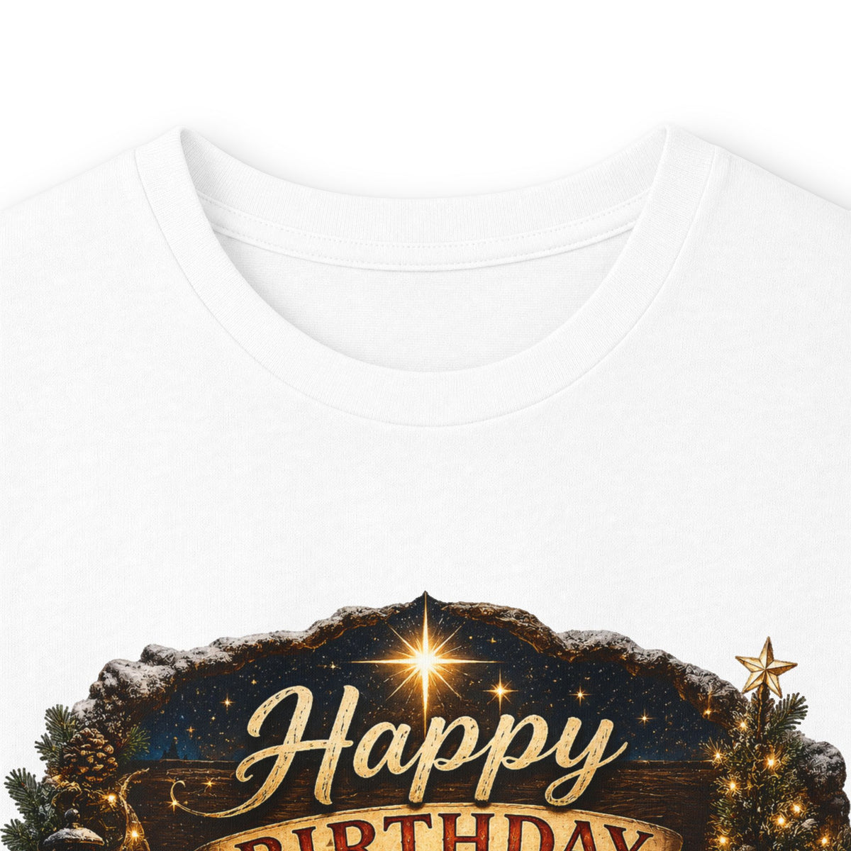Happy Birthday Jesus Long Sleeve Tee | Nativity Christmas Religious Tee