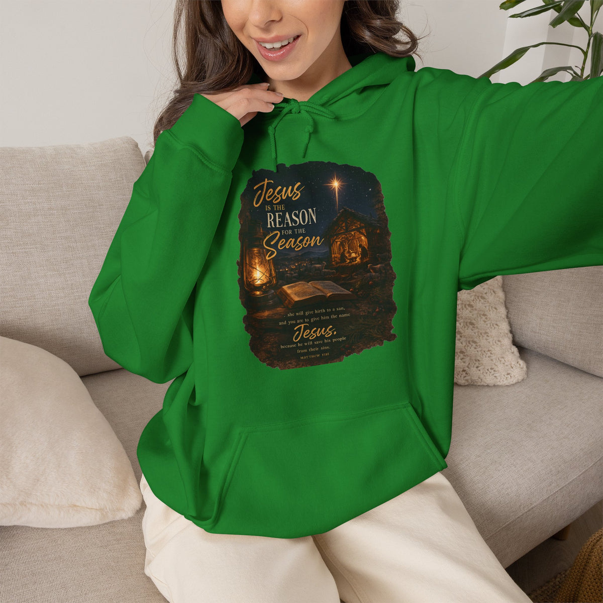 Jesus Reason Season hoodie | Nativity lantern scripture religious sweatshirt