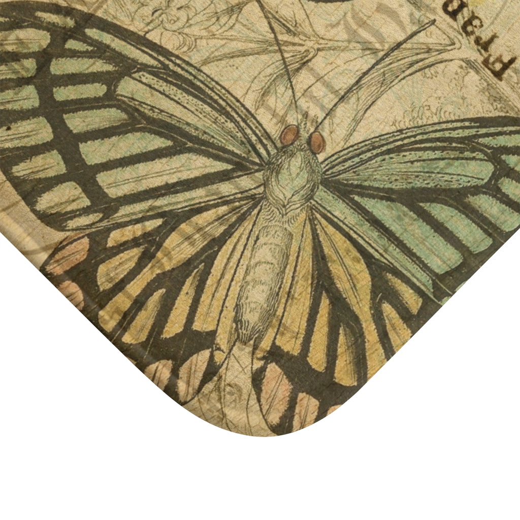 Vintage French Postcard Butterfly Bath Mat