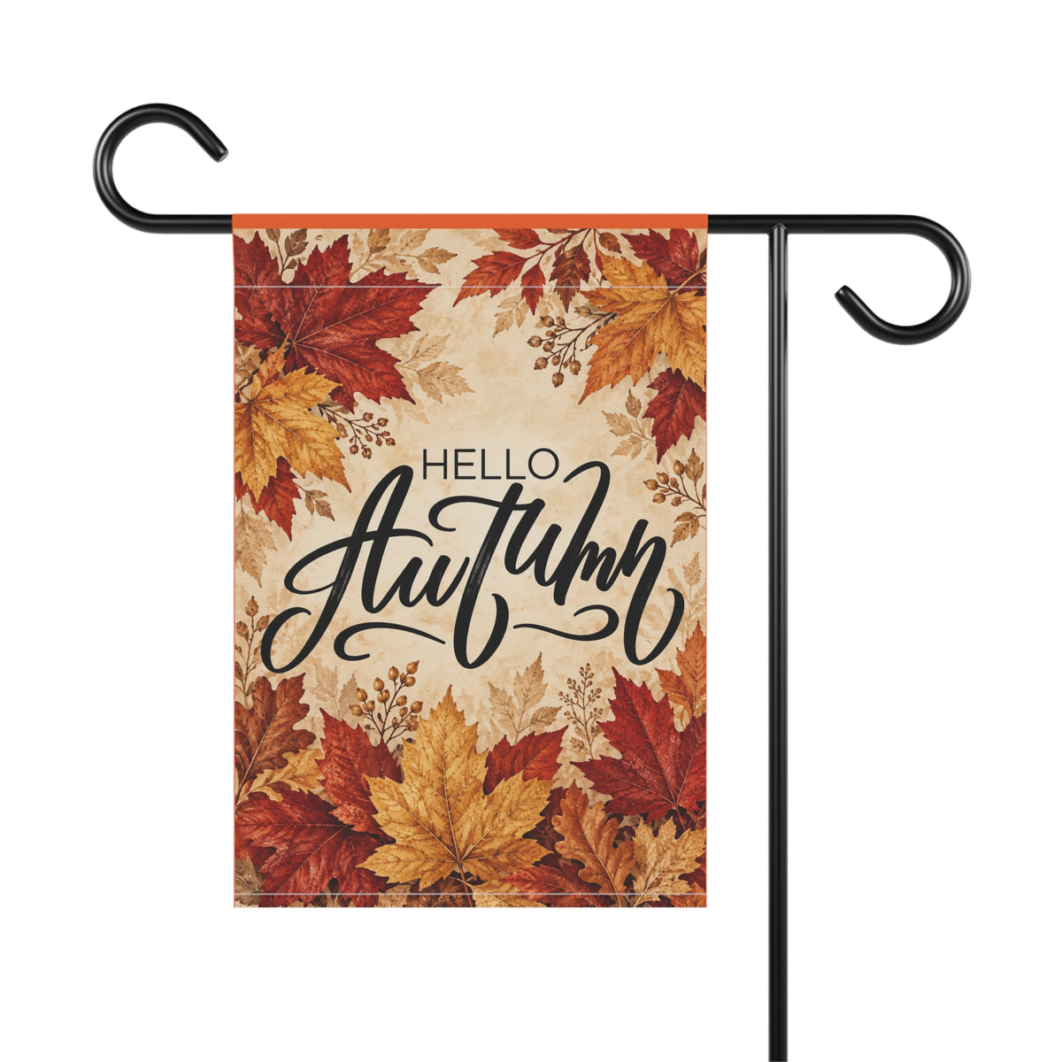 Hello Autumn Garden Flag - Fall Leaves Welcome Banner for Yard & Porch