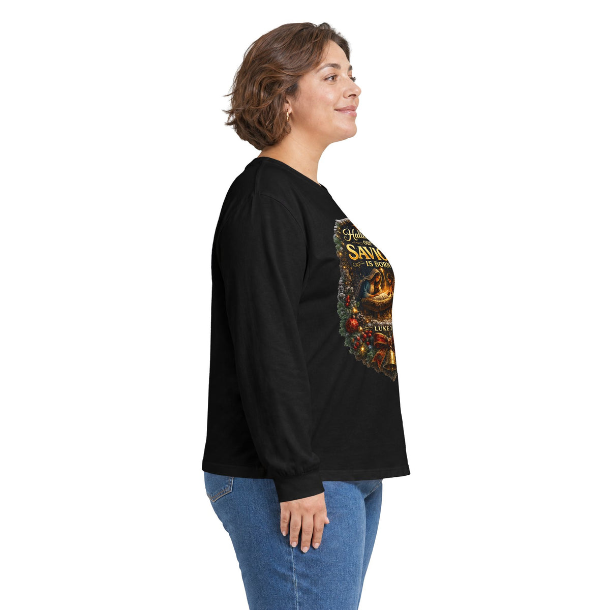 Hallelujah Our Savior Is Born long sleeve tee | Nativity Christmas shirt
