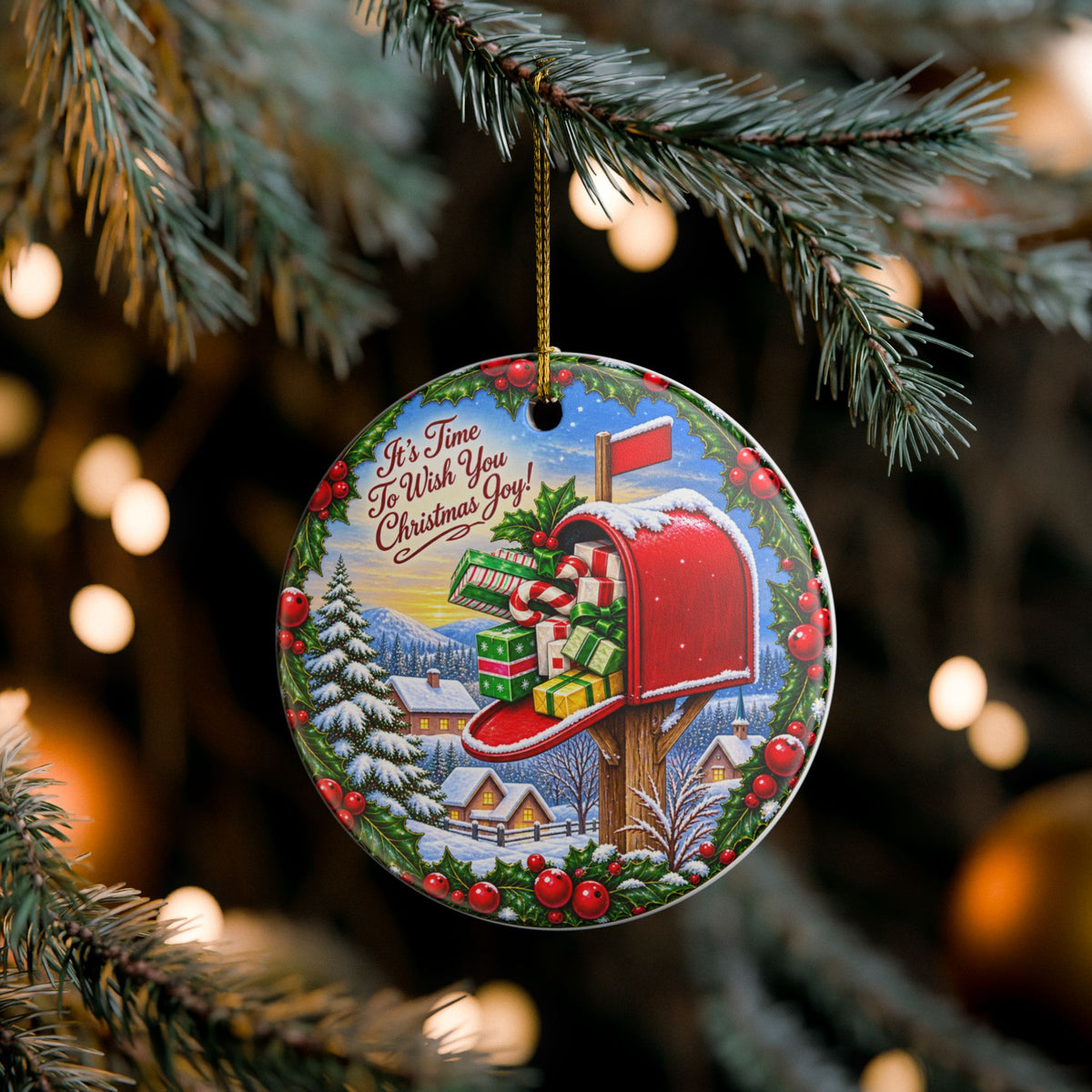 Christmas Mailboxes Ceramic Decoration Ornament, (1pc)