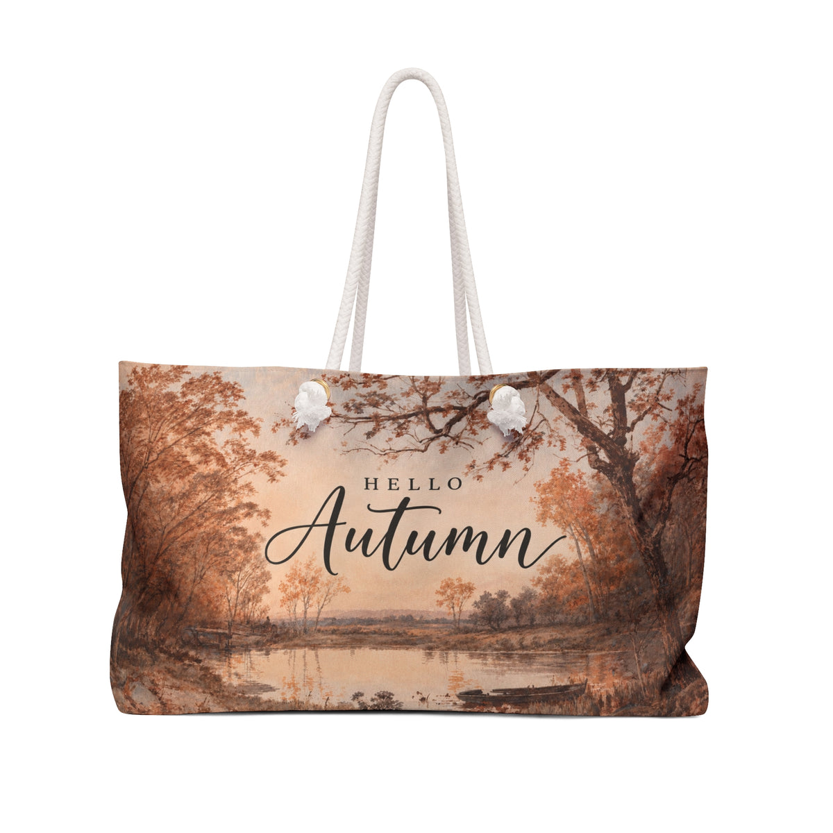 Hello Autumn Weekender Bag — Fall Scenic Tote for Weekend Travel & Cozy Getaways