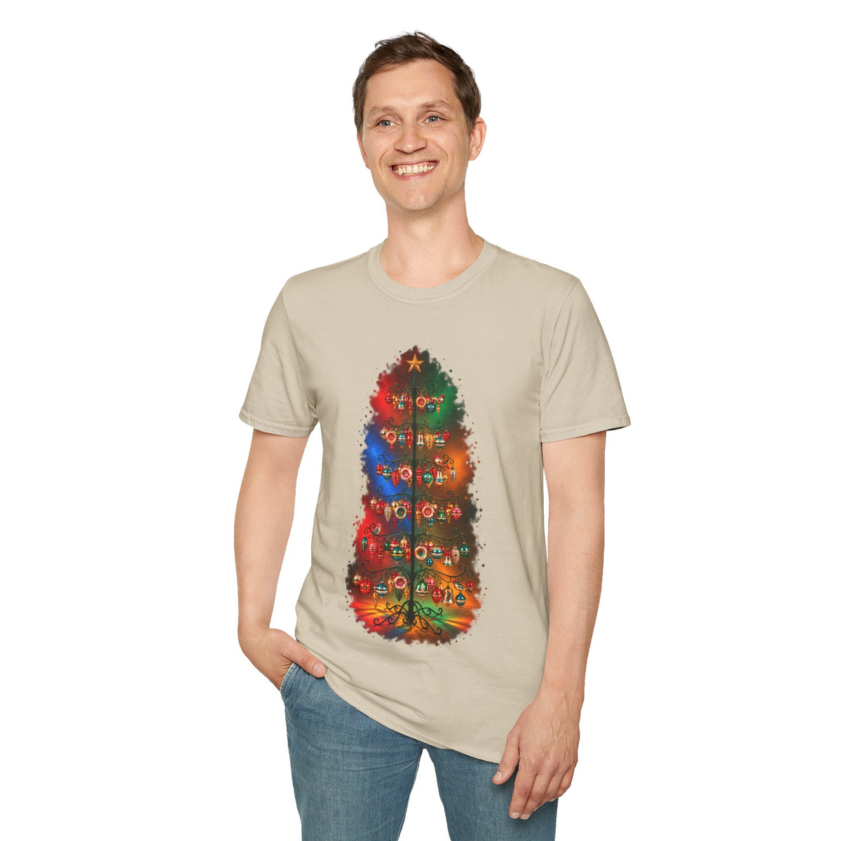 Colorful Holiday Tree T-Shirt | Christmas Lights Ornament Design