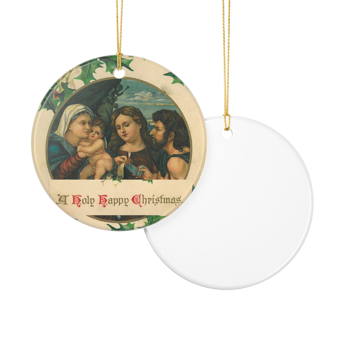 Holy Happy Christmas Nativity Ceramic Decoration Ornament, (1pc)