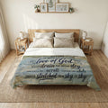 Beach Waves Scripture Comforter – "Love of God" Quote Cotton Comforter