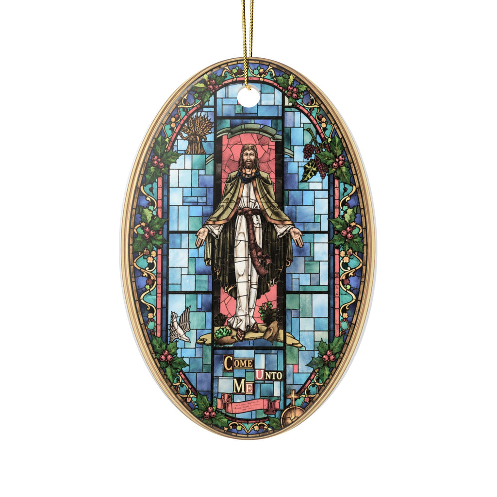 Oval Stained Glass Jesus Ceramic Ornaments, 2-Side Print