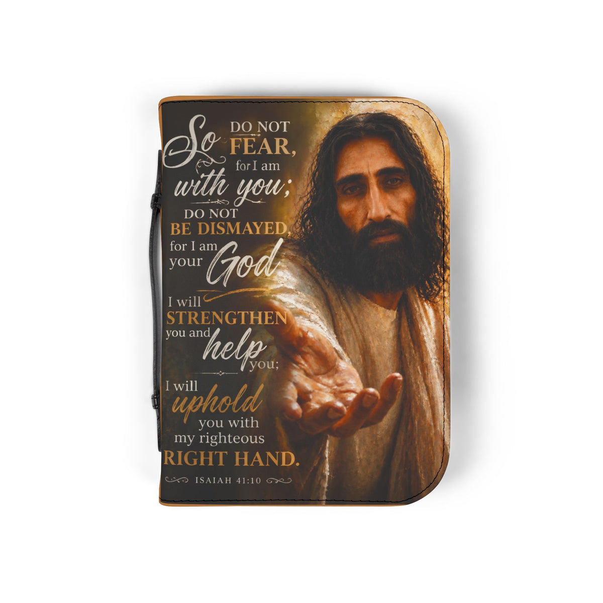 Do Not Fear For I Am With You Jesus Bible Cover in Brown 4 sizes
